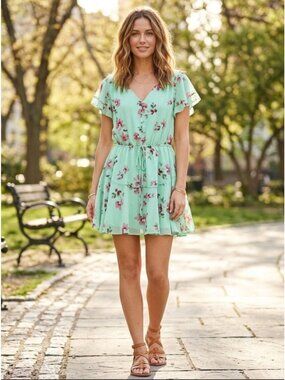 Steve Madden Sylvia Floral Mini Dress Size L